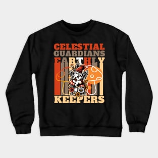 Celestial Guadians, Earthly Keepers Cute Cherubim and Mushroom Design Crewneck Sweatshirt